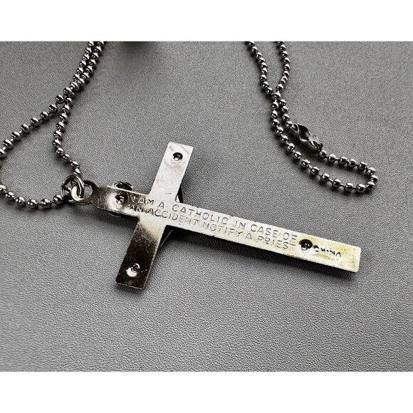 Cross Crucifix With Etched Edge INRI and  - stainless steel cross ring LUX - 10V - Picture 2 of 5